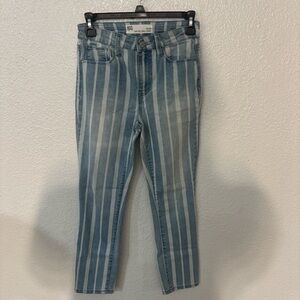 RSQ Blue and White Striped Cropped Jeans